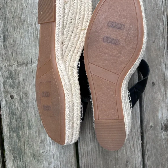 Nordstrom Rack Black Espadrille Wedge Slide Sandals NEVER WORN - Picture 4 of 5